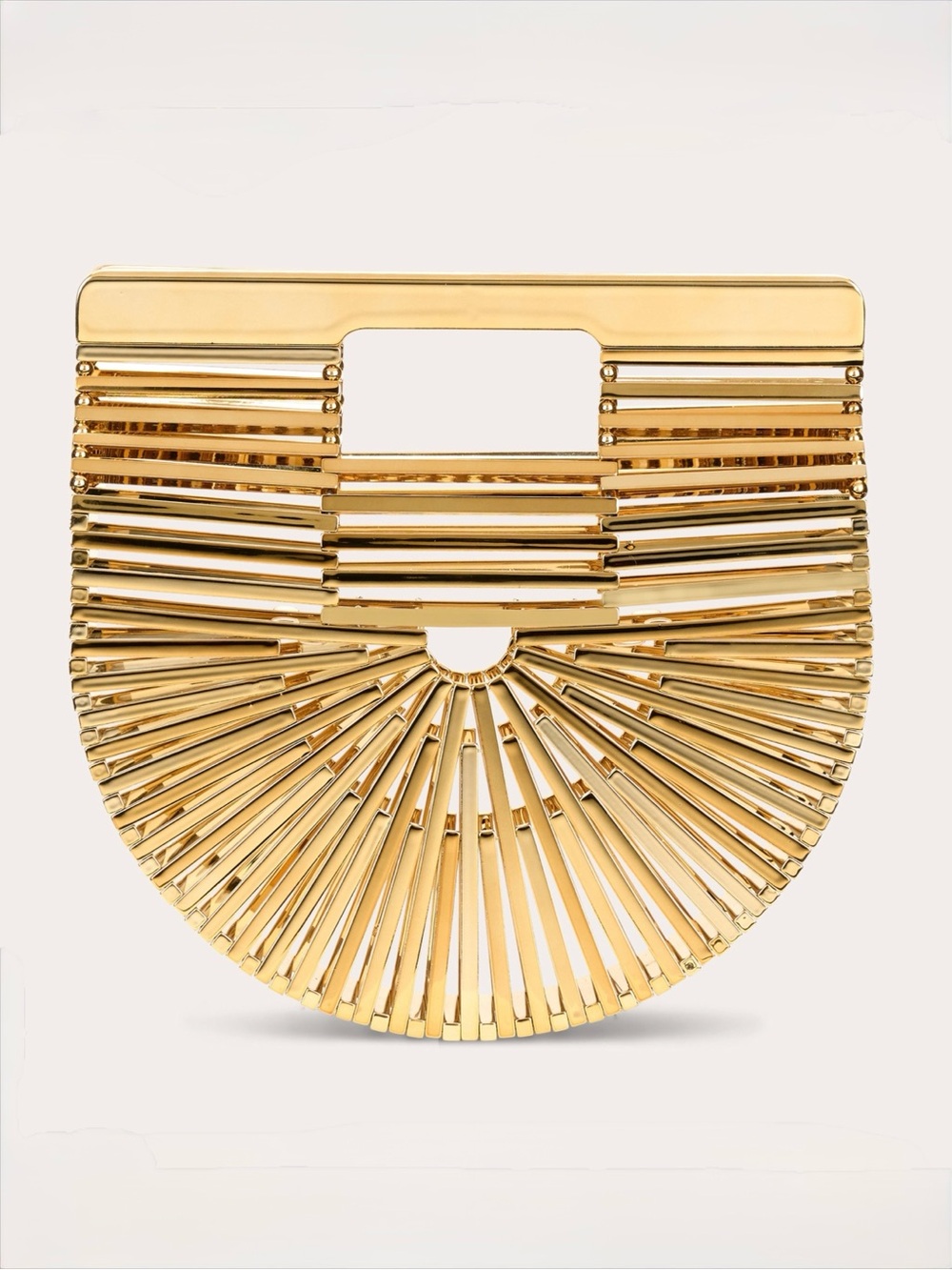 Cult Gaia Mini Ark Top Handle Handbag Shiny Brass Gold NEW